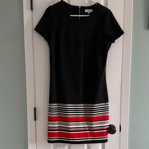 Calvin Klein Black Dress with Red and White Stripes